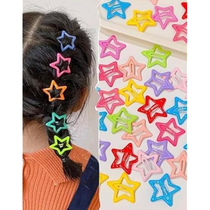 Colorful Side Star Hair Clips Great for Baby Girls Women Kids Hair Accessories - 6 Pieces - Image 2